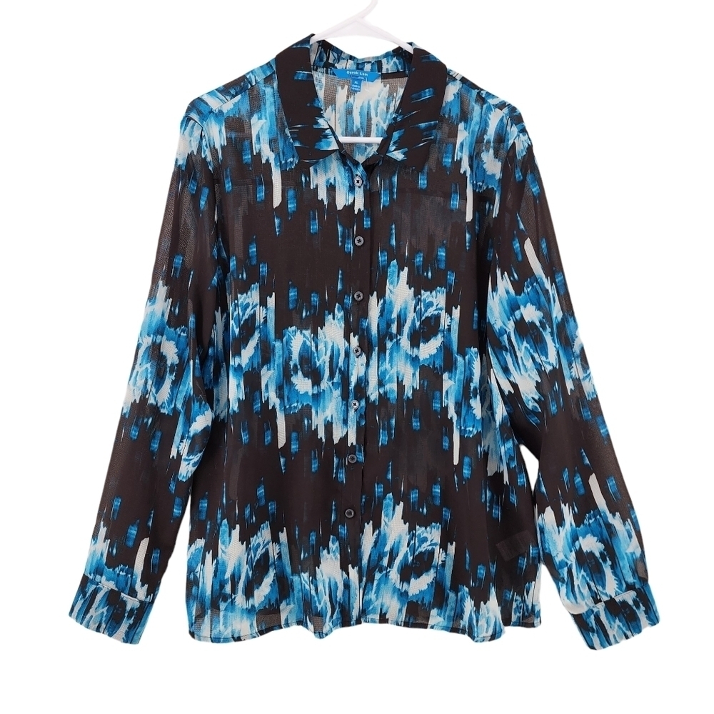 Derek Lam Women's Abstract Print Button-Up Shirt - XL